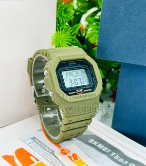 Original Skmei Dual Time Chronograph Green Rubber Watch