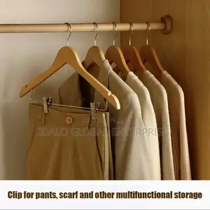 Wooden Hangers With Clippers - 10pieces