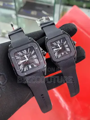 Original Cartier Black Dail Black Rubber Strap Watch