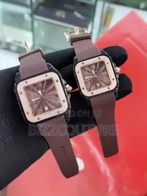 Original Cartier Brown Dail Brow Rubber Strap Watch