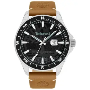 Original Timberland Black Dail Brown Leather Strap Watch