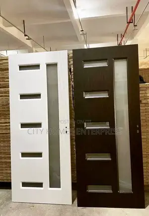 Brown or White 3ft Modern Kitchen Wood and Glass Doors