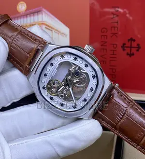 Original PATEK Phillpe Skeletal Mechanical Brown Strap Watch