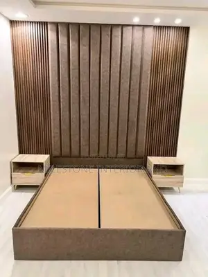 Floor-to-Ceiling Padded Bed Frame With Two Bedside Frames
