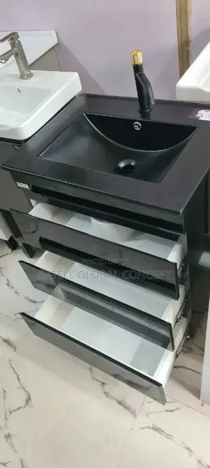 Black Cabinet Wash Hand Basin ( 3 Step Drawer )