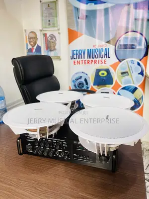 4 Ceiling Speakers With Powered Tabled Amplifiers