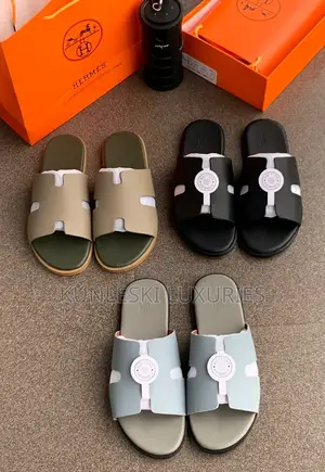 Original Hermes Men Leather Slippers