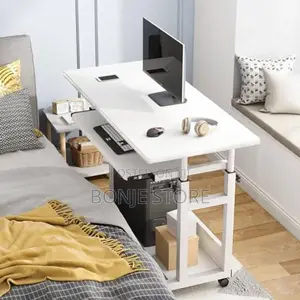 Adjustable Laptop Table With Keyboard Drawer With Wheels