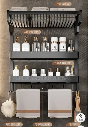Bathroom Organiser Corner Shelves Wall Mounted Aluminum