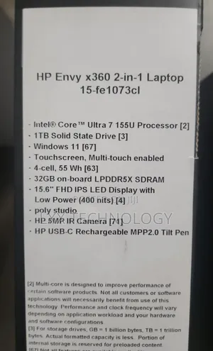 New Laptop HP Envy X360 32GB SSD 1T