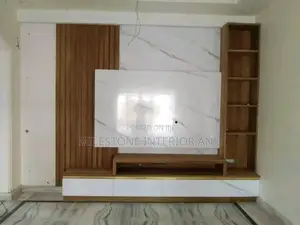 Stylish Tv Panel and Console With Suspended Shelves