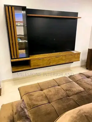Wall Panel With Mirror Stand and Suspended Console