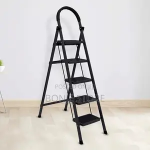 Black 5 Steps Foldable Ladder