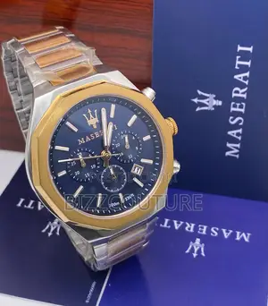 Original Maserati Chronograph Gold Mix Silver Chain Watch