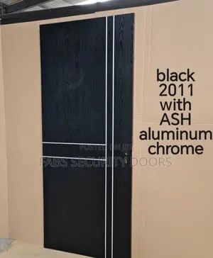 Black Wooden Door With Aluminum Chrome