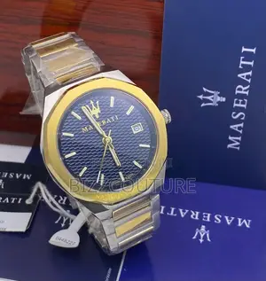 Original Maserati 100M 330ft Blue Dail Silver Chain Watch