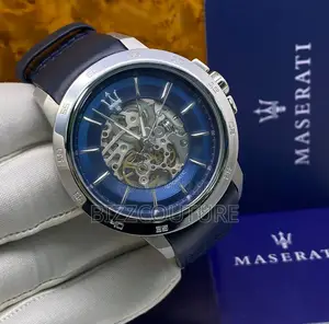 Original Maserati Automatic Mechanical Blue Leather Watch
