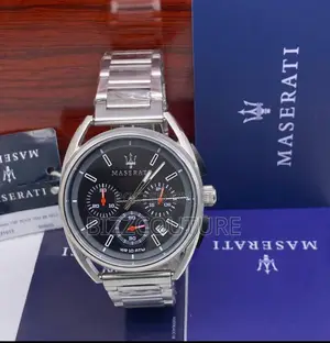 Original Maserati Wr 10 ATM Chronograph Silver Chain Watch