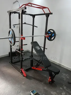 Complete Power Cage Squat Rack With Lat-Pull Utility Bench