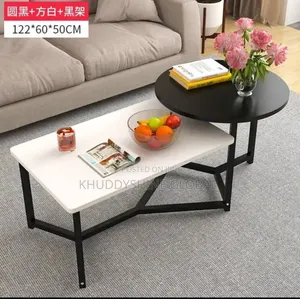 Faux Marble Center Table (Black And White)