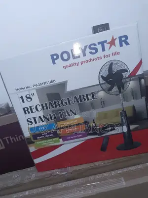 New Equipped Polystar 5 Blades 18′′Rechargeable Standing Fan