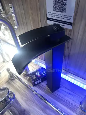 Long Neck Black Waterfall Mixer Tap