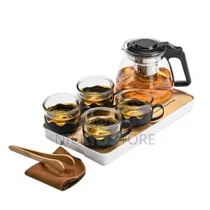 5 Piece Teapot Set Household Clear Glass Flower Teapot