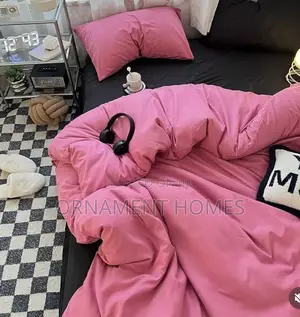 Bedsheet (Black) and Duvet (Pink)