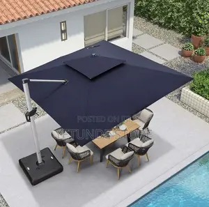 Garden Outdoor Umbrella Parasol Canopy With Solar Light