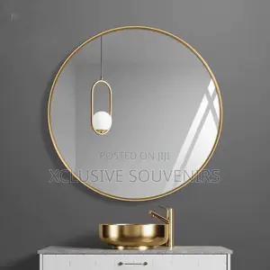 60cm Gold Minimalist Round Mirror (Color Black Gold)