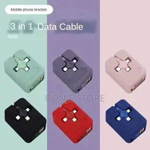 3-1 Charging Cable Roll Retractable Bracket With Phone Stand