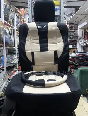 Cream And Black Bud Fabric Universal Seat Cover