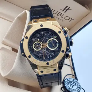 Original Hublot Mechanical Black Leather Strap Watch