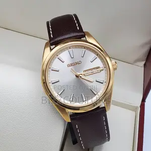Original Seiko Quartz Brown Leather Strap Watch Is Available