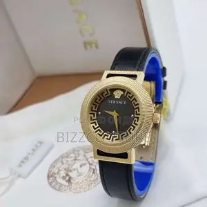 Original Versace Quartz Black Leather Strap Watch in Store