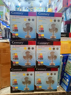 Century "12 Rechargeable Table Fan With Led Light, Ac/Dc