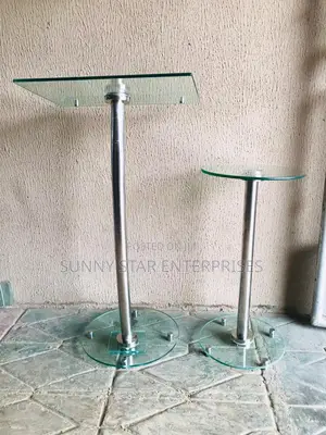 High Quality Thick Glass Single Pole Glass Pulpit for Church
