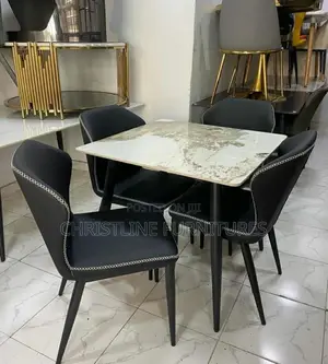 Quality Marble Top Dining Table Set by 4