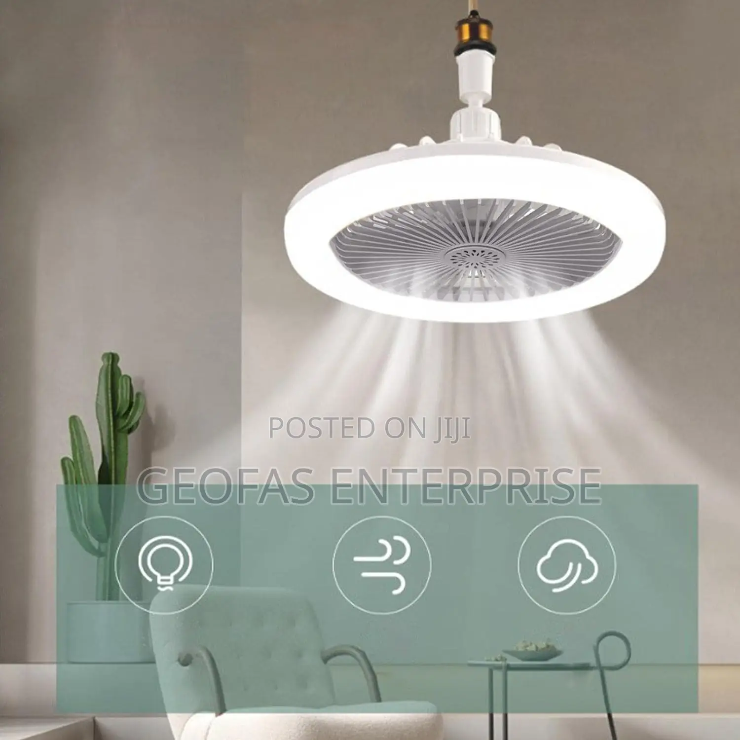 2 IN 1 Ceiling Fan With LED Light and Light Bulb