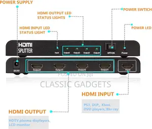 HDMI Splitter 1 in 4 Out, 1X4 HDMI Splitter Switch