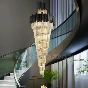 Modern Luxury Black Staircase Crystal Chandelier