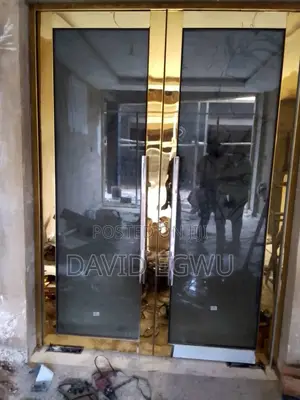 Framed Tampered Glass Door With Gold Steel Profile