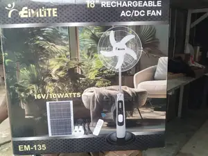 Eimlite 18" Rechargeable Fan With Solar Panel and Lights