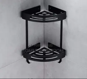 Black Corner Shelf Double Shelf