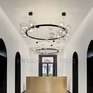 Nordic LED Glass Bubble Hanging Chandelier