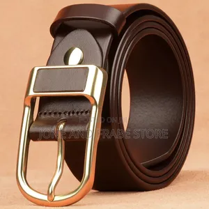 Genuine Leather Men Pin Buckle Belt