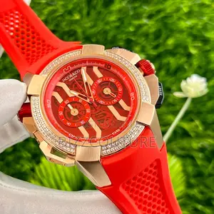 Original Jacob and Co Mechanical Red Rubber Strap Watch