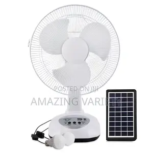 Rechargeable Fan With Solar Panel and Bulbs