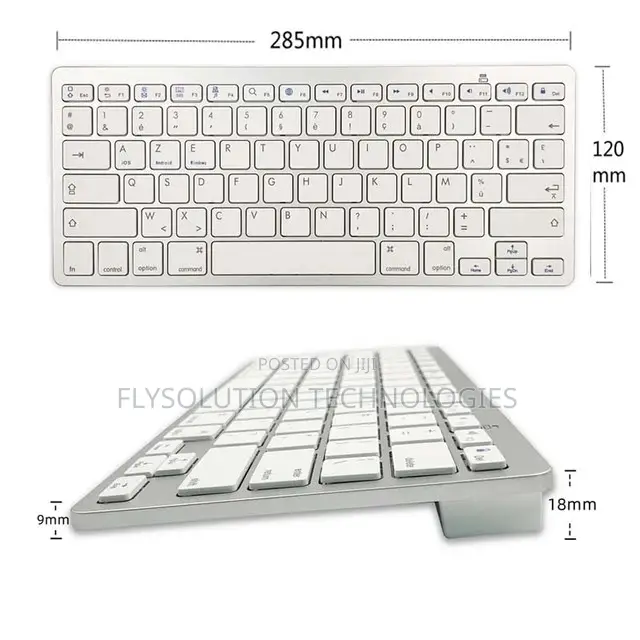 Mini Bluetooth Keyboard for Tablet and Smartphone - Silver