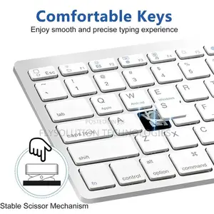 Mini Bluetooth Keyboard for Tablet and Smartphone - Silver